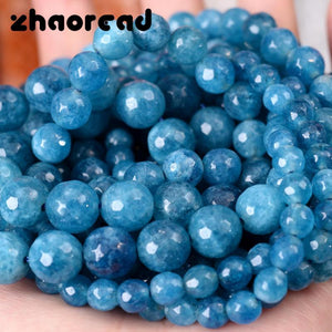 Faceted Apatite Stone Beads Natural Round Spacer Beads 6 8 10mm