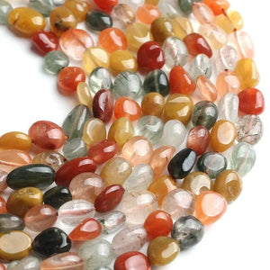 6-8mm Rutilated Quartzs Stone Beads for Jewelry Making 15 Inch