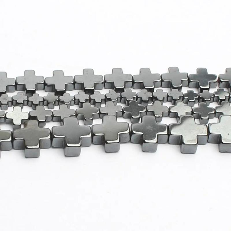 Hematite Stone Beads Cross Loose Beads 15''