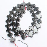 Hematite Stone Beads Cross Loose Beads 15''