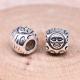 10pcs Sun Face Beads Charms for Jewelry Making DIY Bracelet Antique Silver