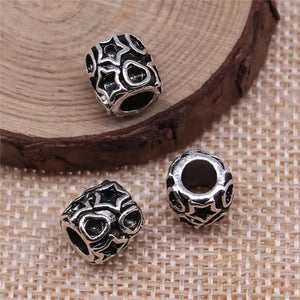 10pcs Big Hole Spacer Beads 10x10mm DIY Bracelet Making Antique Silver