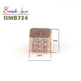 3pcs Micro Pave CZ Crystal Beads Copper Spacer Square 6*5mm
