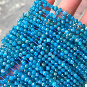 Natural Apatite Stone Loose Beads 2mm 3mm 4mm Faceted Round DIY Jewelry