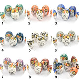 Hand Painted Owl Ceramic Porcelain Beads for Jewelry Making