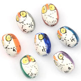 Hand Painted Owl Ceramic Porcelain Beads for Jewelry Making
