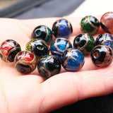 10Pcs Lampwork Glass Beads Round Multicolor for Jewelry Earring DIY