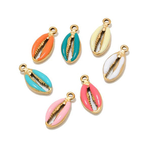 5Pcs Enamel Shell Charms for DIY Bracelets Necklaces