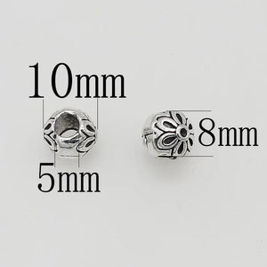 20pcs Antique Silver Embossed Flower Beads DIY Jewelry Charms