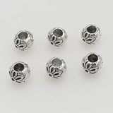 20pcs Antique Silver Embossed Flower Beads DIY Jewelry Charms