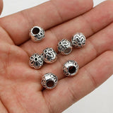 20pcs Antique Silver Embossed Flower Beads DIY Jewelry Charms