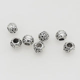 20pcs Antique Silver Embossed Flower Beads DIY Jewelry Charms