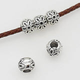 20pcs Antique Silver Embossed Flower Beads DIY Jewelry Charms