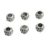 20pcs Antique Silver Embossed Flower Beads DIY Jewelry Charms