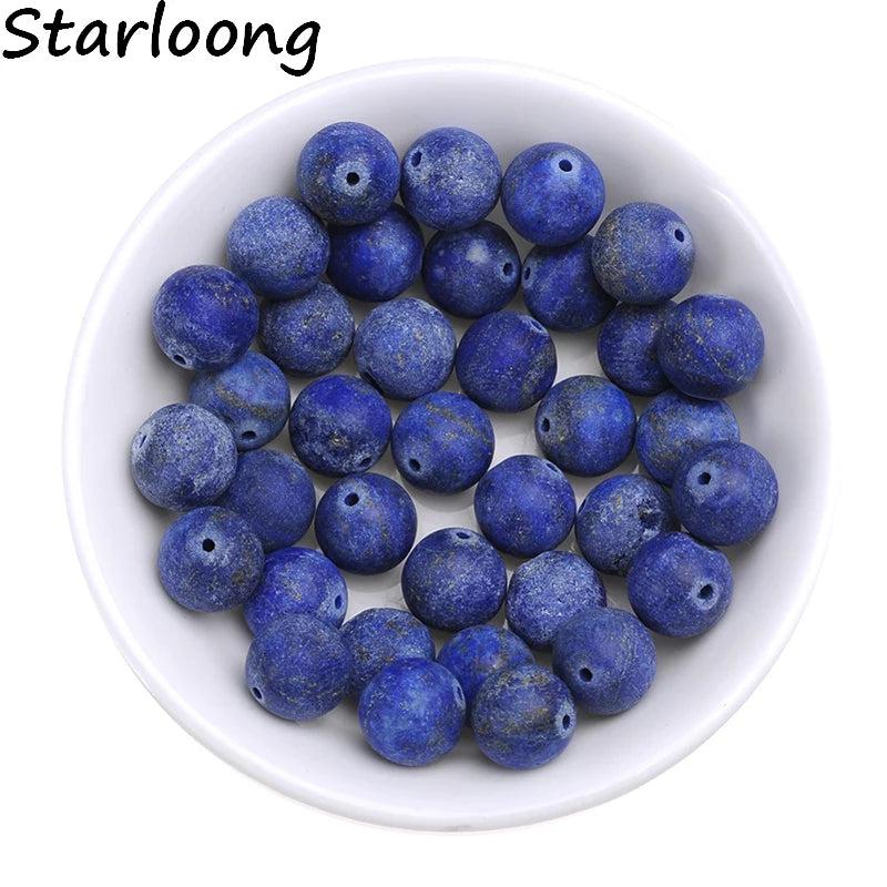 4-20mm Matte Lapis Lazuli Stone Bead Strand DIY Jewelry Necklace Bracelet