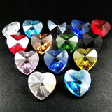 28PCS 14mm Heart Crystal Beads Jewelry Making Austria Charms Earrings Necklace