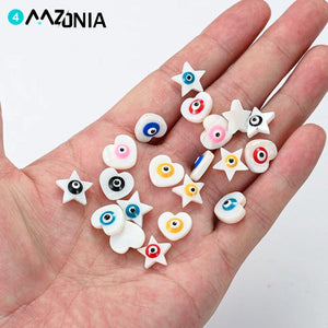12mm Shell Beads Evil Eye Spacer Beaded for DIY Jewelry