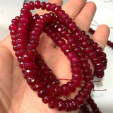 Faceted Ruby Red Emerald Green Chalcedony Loose Stone Beads
