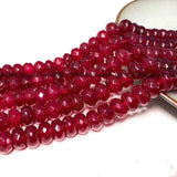Faceted Ruby Red Emerald Green Chalcedony Loose Stone Beads
