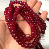 Faceted Ruby Red Emerald Green Chalcedony Loose Stone Beads