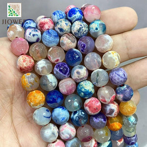10mm Fire Dragon Veins Agates Loose Beads for DIY Jewelry Making 15''Inch