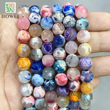 10mm Fire Dragon Veins Agates Loose Beads for DIY Jewelry Making 15''Inch