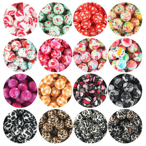Sunrony Leopard Round Silicone Beads 10Pcs