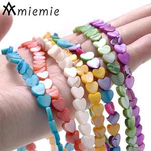 70Pcs 6mm Shell Heart Beads Mother Of Pearl Spacer Beads for Jewelry Making