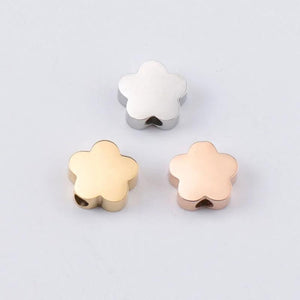5PCS/LOT Stainless Steel Flowers Beads Jewelry for DIY Bracelet