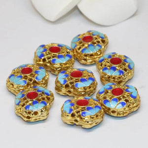 Gold Hollow Cloisonne Spacers 5pcs B2485