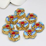 Gold Hollow Cloisonne Spacers 5pcs B2485