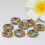 Gold Hollow Cloisonne Spacers 5pcs B2485