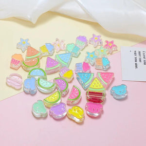 6pcs Summer Ins Acrylic Resin Heart Beads DIY Jewelry Charms