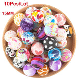 Kovict 15MM 10Pcs Leopard Printed Silicone Beads Baby Chewing Jewelry DIY