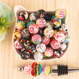 10Pcs 15MM Leopard Round Silicone Beads Print Baby Food Making DIY Necklace