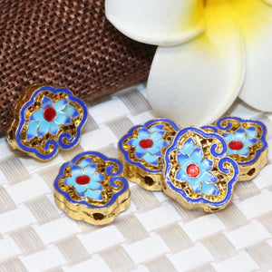 Chinese Cloisonne Carved Flower Spacers Beads 16*19mm B2455