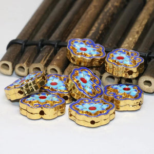 Chinese Cloisonne Carved Flower Spacers Beads 16*19mm B2455