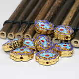 Chinese Cloisonne Carved Flower Spacers Beads 16*19mm B2455