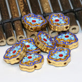 Chinese Cloisonne Carved Flower Spacers Beads 16*19mm B2455