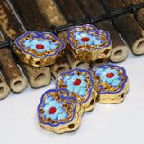 Chinese Cloisonne Carved Flower Spacers Beads 16*19mm B2455