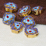 Chinese Cloisonne Carved Flower Spacers Beads 16*19mm B2455