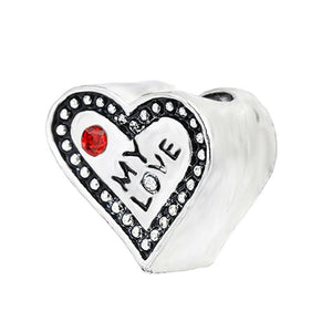 10Pcs Crystal Love Birthstone Charms Beads for Jewelry Making