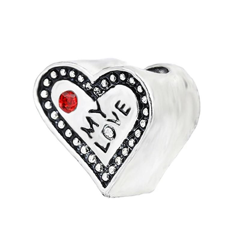 10Pcs Crystal Love Birthstone Charms Beads for Jewelry Making