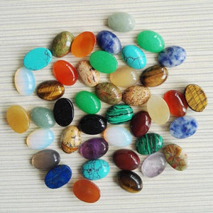10pcs 10x14mm Natural Semi-precious Stone Cabochons Oval Shape