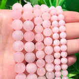 Rose Pink Quartz Dull Polish Matte Loose Beads for DIY Bracelet Necklace