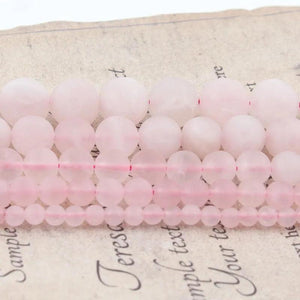 Rose Pink Quartz Dull Polish Matte Loose Beads for DIY Bracelet Necklace