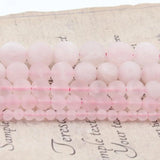 Rose Pink Quartz Dull Polish Matte Loose Beads for DIY Bracelet Necklace