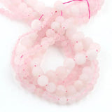 Rose Pink Quartz Dull Polish Matte Loose Beads for DIY Bracelet Necklace
