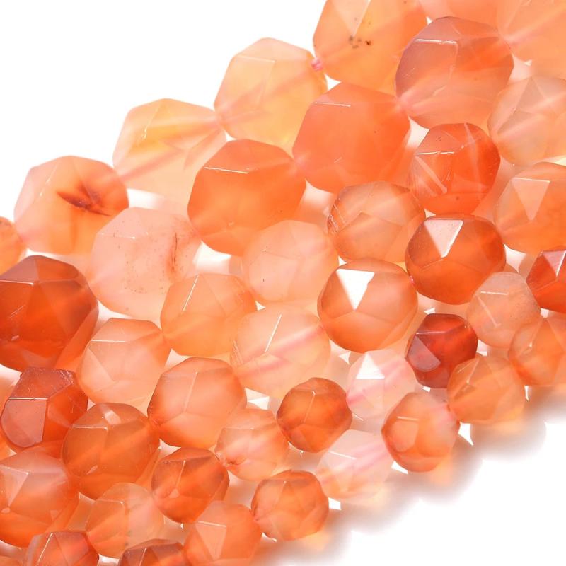Faceted Carnelian Agates Stone Beads for Jewelry Making DIY Bracelet 6 8 10mm