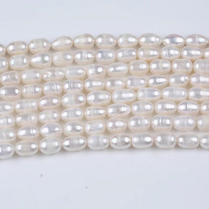 Freshwater Pearl Rice Shape Bead Semi-finished DIY Jewelry 7-8mm